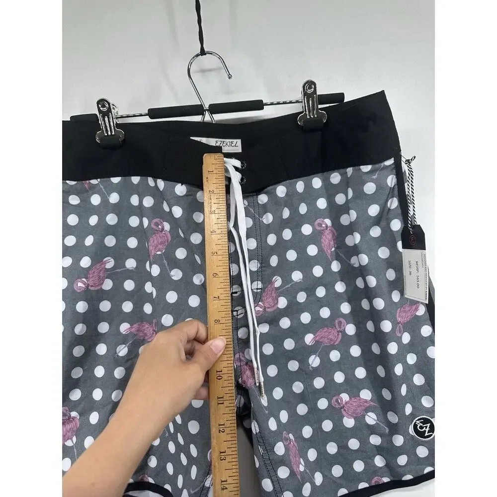Ezekiel Mens Gray Pink Flamingo Boardshorts Surf Shorts Beach Size 36 Brand New‎